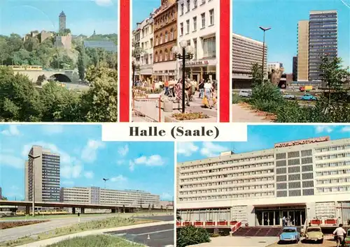 AK / Ansichtskarte  Halle_Saale Burg Giebichenstein Mittlere Klement Gottwald Strasse Thaelmannplatz Interhotel Stadt Halle Halle_Saale