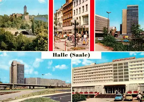 AK / Ansichtskarte  Halle__Saale Burg Giebichenstein Mittlere Klement Gottwald Strasse Thaelmannplatz Interhotel Stadt Halle  