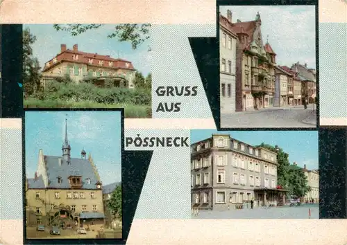 AK / Ansichtskarte 73901029 Poessneck Erholungsheim Semmelweis Rathaus Breite Strasse Posthirsch Hotel Poessneck
