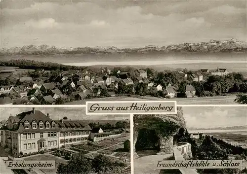 AK / Ansichtskarte 73901038 Heiligenberg_Baden Panorama Erholungsheim Freundschaftshoehle und Schloss Heiligenberg_Baden