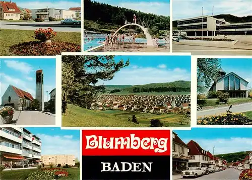 AK / Ansichtskarte 73901040 Blumberg__Baden Orts und Teilansichten Schwimmbad Halle Kirche Panorama 