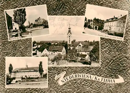 AK / Ansichtskarte 73901111 Niederwiesa Dresdner Strasse Kirche HOG Brauhof Mittelschule Niederwiesa