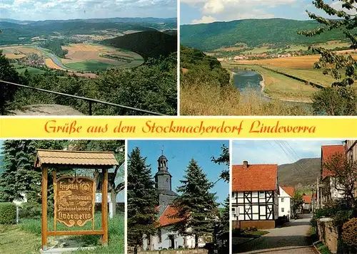 AK / Ansichtskarte  Lindewerra Panorama Tafel am Ortseingang Kirche Strasse Lindewerra