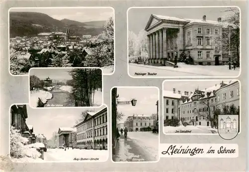 AK / Ansichtskarte 73901126 Meiningen_Thueringen Panorama Werrapartie Meininger Theater Aug Bebel Strasse Georgstrasse Schlosshof Meiningen Thueringen