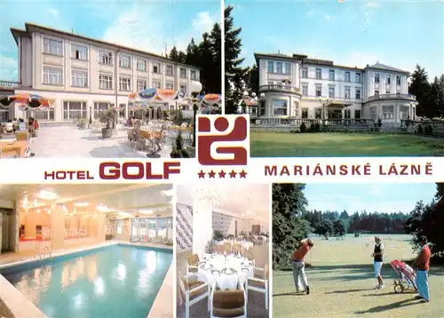AK / Ansichtskarte 73901146 Marianske_Lazne_Marienbad_CZ Hotel Golf Hallenbad Golfplatz 