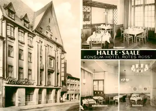 AK / Ansichtskarte  Halle__Saale Konsum Hotel Rotes Ross Restaurant Fruehstuecksraum Sesselecke 