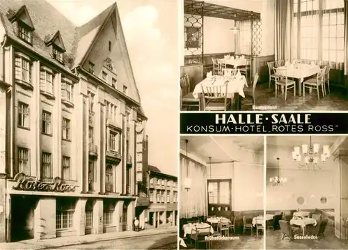 AK / Ansichtskarte  Halle__Saale Konsum Hotel Rotes Ross Restaurant Fruehstuecksraum Sesselecke 