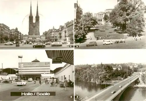 AK / Ansichtskarte 73901155 Halle__Saale Hallmarkt Hauptbahnhof Theater des Friedens Halle Kroellwitz Giebichenstein Bruecke 