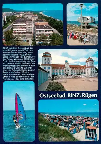 AK / Ansichtskarte  Binz_Ruegen Panorama Jagdschloss Granitz Segelboot Strandpartie Binz_Ruegen