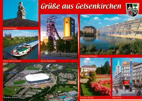 AK / Ansichtskarte  Gelsenkirchen Himmelstreppe Rhein Herne Kanal Zeche Nordstern Wissenschaftspark Schalke Arena Schloss Berge Neumarkt Gelsenkirchen