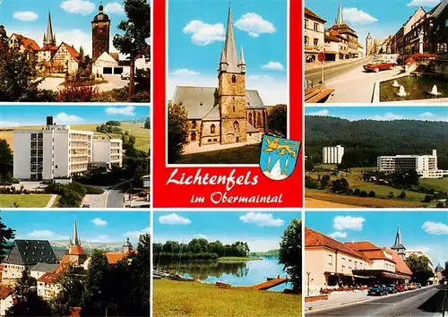 AK / Ansichtskarte 73901183 Lichtenfels_Bayern Teilansichten Innenstadt Kirche Hochhaus Partie am Wasser Lichtenfels Bayern