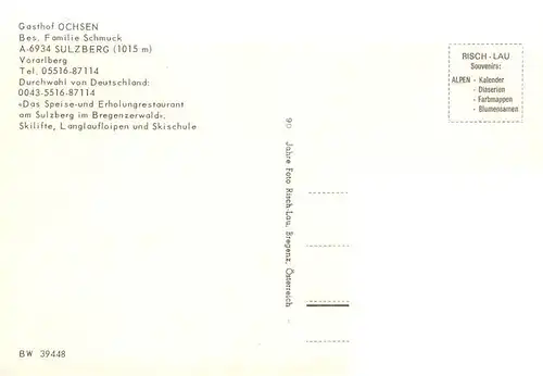 AK / Ansichtskarte  Sulzberg_Vorarlberg_AT Gasthof Ochsen im Winter 