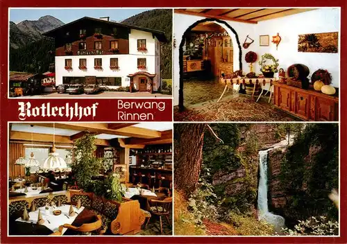 AK / Ansichtskarte  Rinnen_Tirol Gasthof Sportpension Rotlechhof Gastraum Wasserfall Rinnen Tirol