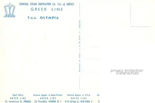 AK / Ansichtskarte  Dampfer_Oceanliner Greek Line Tss OLIMPIA 