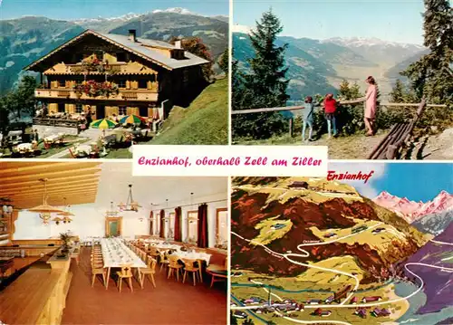 AK / Ansichtskarte 73901324 Zell_Ziller_Tirol_AT Alpengasthof Enzianhof Gastraum Aussichtspunkt Panorama 