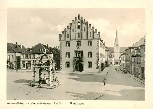 AK / Ansichtskarte  Hammelburg Marktplatz Brunnen Hammelburg