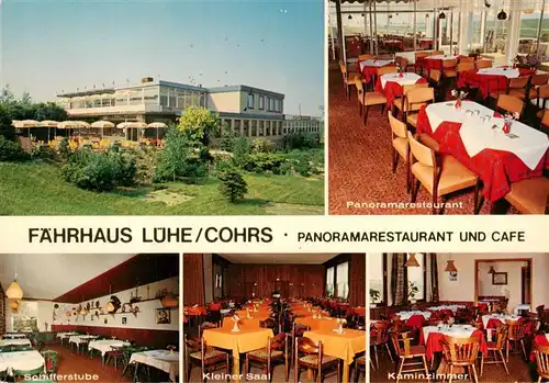 AK / Ansichtskarte 73901345 Cohrs_Altes_Land Faehrhaus Luehe Panoramarestaurant Cafe Schifferstube Kleiner Saal Kaminzimmer 