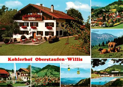 AK / Ansichtskarte  Willis_Oberstaufen Gaststaette Kohlerhof Panorama Seilbahn Schwimmbad Alpvieh Willis_Oberstaufen