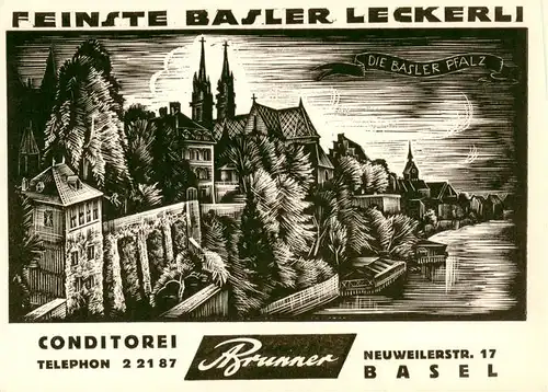 AK / Ansichtskarte  Basel_BS Stadtmotiv Die Basler Pfalz Zeichnung Basel_BS