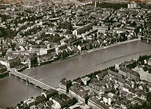 AK / Ansichtskarte  Basel_BS Mittlere Rheinbruecke und Buergerspital Fliegeraufnahme Basel_BS