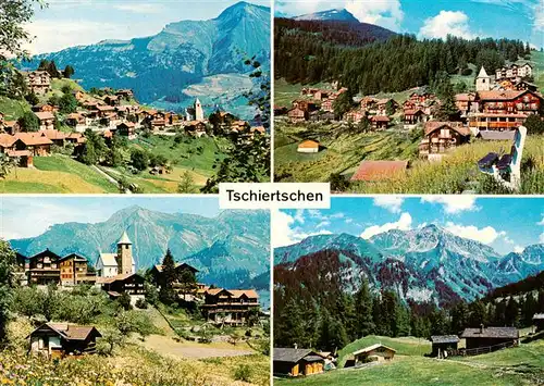 AK / Ansichtskarte  Tschiertschen_GR Panorama Ortsansicht mit Kirche Alpen 