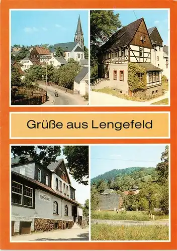 AK / Ansichtskarte  Lengefeld_Erzgebirge Kirche Fachwerkhaus Forsthaus Panorama Lengefeld Erzgebirge