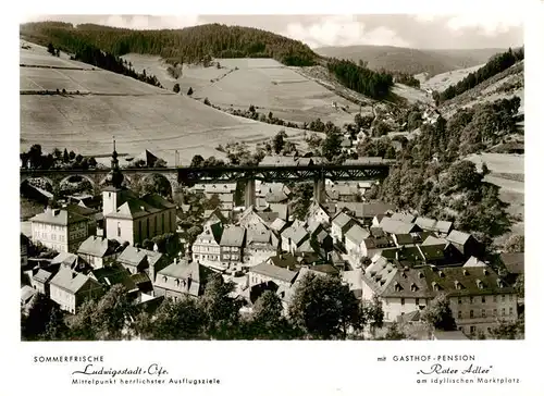 AK / Ansichtskarte  Ludwigsstadt Panorama mit Gasthof Pension Roter Adler Ludwigsstadt