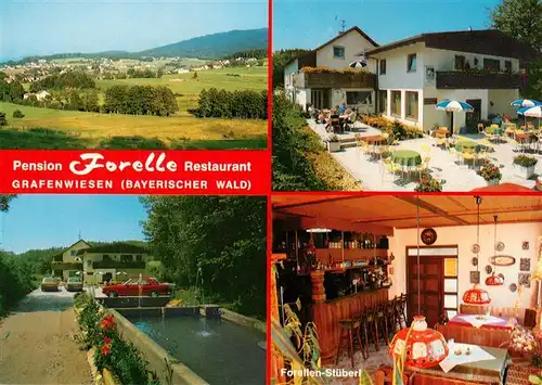 AK / Ansichtskarte 73901610 Grafenwiesen Panorama Pension Forelle Restaurant Forellen Stueberl Fischteich Grafenwiesen