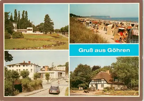 AK / Ansichtskarte  Goehren__Ostseebad_Ruegen Kurplatz Strand FDGB Erholungsheim Strandeck Heimatmuseum Moenchtut 