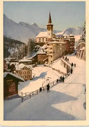 AK / Ansichtskarte  Arosa_GR Poststrasse mit ev Kirche Arosa_GR