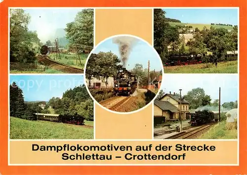 AK / Ansichtskarte  Eisenbahn_Railway_Chemin_de_Fer Dampflokomotiven Schlettau-Crottendorf 