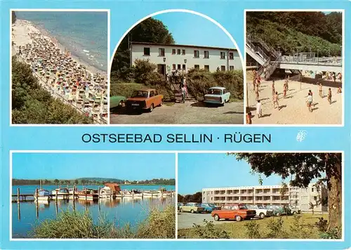 AK / Ansichtskarte  Sellin__Ruegen FDGB Erholungsheim Waldfrieden Freitreppe zum Strand Bootsstege am Selliner See FDGB Erholungsheim Klubhaus 