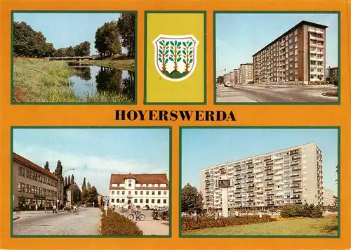 AK / Ansichtskarte  Hoyerswerda Elsterbruecke Wilhelm Pieck Strasse Blick zum Rathaus Im Zentrum Hoyerswerda