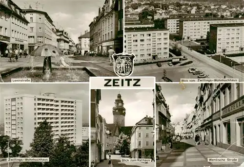 AK / Ansichtskarte  Zeitz Leninstrasse Blick vom Zwillings Wohnhochhaus Rathaus Wendische Strasse Zeitz