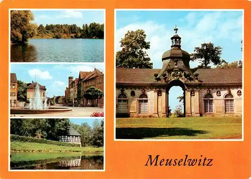 AK / Ansichtskarte  Meuselwitz Hainbergsee Markt Alte Muehle am Muehlenteich Park mit Orangerie Meuselwitz