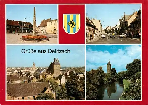 AK / Ansichtskarte 73901837 Delitzsch Postmeilensaeule Wilh Pieck Strasse Stadtblick Am Stadtgraben Delitzsch