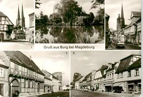 AK / Ansichtskarte  Burg_Magdeburg Blick zur Kirche Park Berliner Strasse Platz der Weltjugend Burg Magdeburg