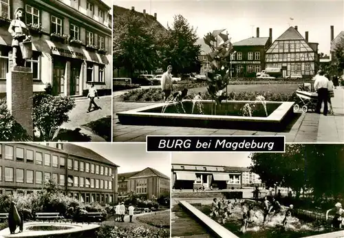 AK / Ansichtskarte  Burg_Magdeburg Rat der Stadt Trommler-Standbild Rolandplatz Krankenhaus Kindergarten Burg Magdeburg