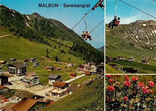 AK / Ansichtskarte 73901940 Malbun_Triesenberg_Liechtenstein Panorama Hotels Sareisergrat Sessellift Alpenflora 