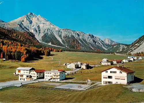 AK / Ansichtskarte  Tschierv_Tschierf_GR Panorama mit Piz d'Aint und Ofenpass Hotel Sternen Schulhaus Camping 