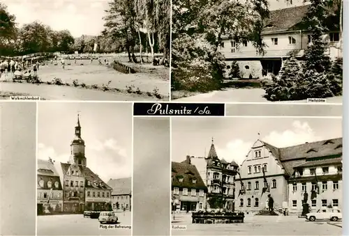 AK / Ansichtskarte  Pulsnitz_Sachsen Walkmuehlenbad Heilstaette Platz der Befreiung Rathaus Pulsnitz Sachsen