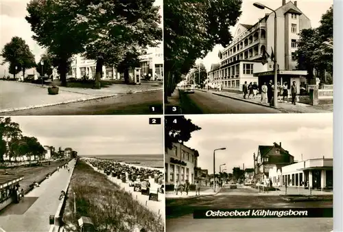 AK / Ansichtskarte  Kuehlungsborn_Ostseebad Strandstrasse Strandpromenade Krankenhaus Poliklinik Maxim-Gorki-Strasse Kuehlungsborn_Ostseebad