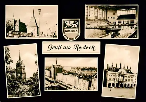 AK / Ansichtskarte  Rostock Steintor Schwimmhalle Kroepeliner Tor Langestrasse Rathaus 