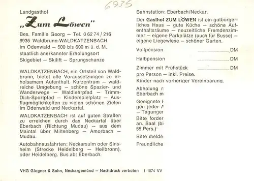 AK / Ansichtskarte  Waldkatzenbach Landgasthof Zum Loewen Gastraeume Waldkatzenbach