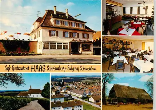 AK / Ansichtskarte 73902166 Sulgen_Schramberg Cafe Restaurant Haas Gastraeume Kirche Panorama Sulgen Schramberg