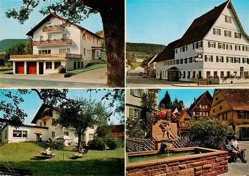 AK / Ansichtskarte  Glatten_Freudenstadt Gasthof Pension Schwanen Liegewiese Brunnen Glatten_Freudenstadt