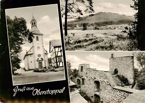 AK / Ansichtskarte  Oberstoppel Kirche Panorama Mauern der Burgruine Oberstoppel