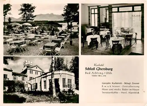 AK / Ansichtskarte  Bad_Aibling Kurhotel Schloss Ghersburg Terrasse Gastraum Bad_Aibling