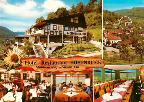 AK / Ansichtskarte  Muehlhausen_Taele Hotel Restaurant Hoehenblick Gastraeume Panorama Muehlhausen_Taele