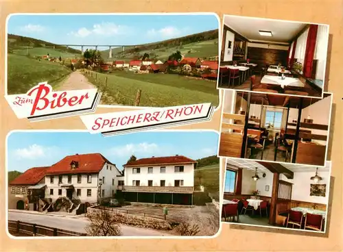AK / Ansichtskarte 73902207 Speicherz_Rhoen_Motten_Bayern Panorama Autobahnbruecke Gasthof Zum Biber Gastraeume 